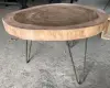  Product image 1 of the product “Low natural wood table round from suar with metal legs 